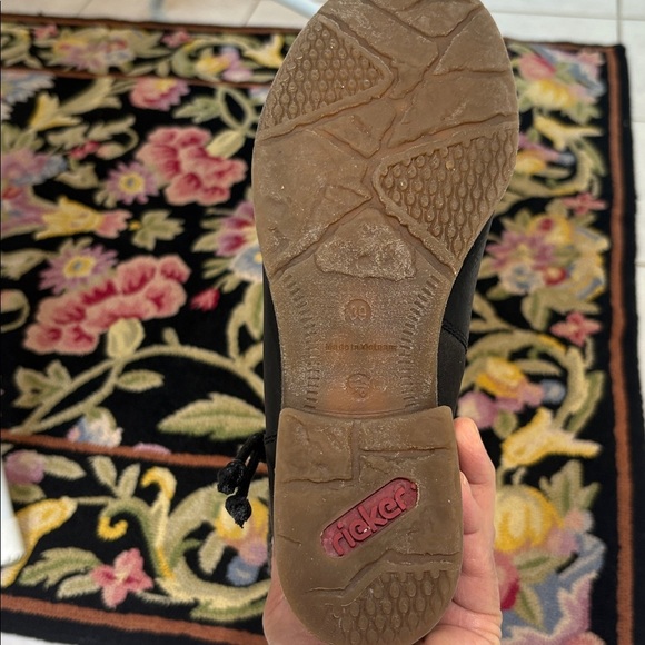 Rieker “79688 Fee” Black Faux Leather Ankle Boots with Knit Cuff & Zip Closure - Picture 8 of 9